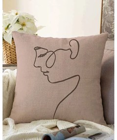 Față de pernă din amestec de bumbac Minimalist Cushion Covers Profile, 55 x 55 cm, crem