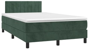 Pat box spring cu saltea, verde inchis, 120x200 cm, catifea Verde inchis, 120 x 200 cm, Benzi verticale
