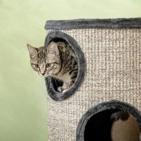 PawHut Copac de Zgăriere cu 3 Nivele, incl. Suprafața de zgărire din sfoară de sisal, Copac de zgăriere pentru pisici, 38 cm x 38 cm x 70 cm, Gri | Aosom Romania