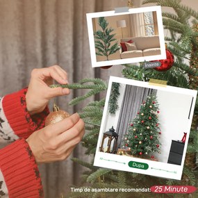 HOMCOM Brad Plin de Crăciun de 6 ft cu Vârfuri Dense Realiste, Montaj Ușor - Verde | Aosom Romania
