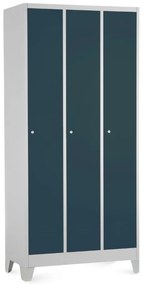 Dulap metalic - 3 compartimente, 90 x 50 x 190 cm, picioare fixe, încuietoare cilindrică, antracit - ral 7016