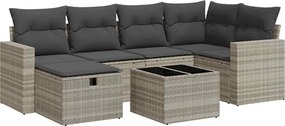 vidaXL Set canapele de grădină cu perne, 7piese gri deschis poliratan