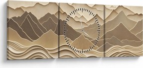 Tablou - Linii Montane 3D (cu ceas) (90x30 cm)