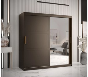 Dulap de haine Riven 2 180 (mat negru) (cu oglindă). 1064180