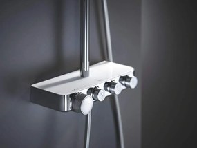 Coloana dus cu baterie si termostat Grohe Euphoria SmartControl 310 Duo, alb crom