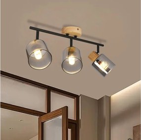 Brilagi - Corp de iluminat tip spot HYGGE, 3x E14, 15W, 230V, lemn/fumuriu