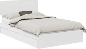 vidaXL Pat cu storage cu headboard Alb 120 x 190 cm Lemn compozit
