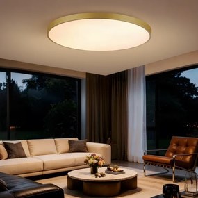 Immax NEO 07312L-LED Plafonieră LED dimabilă SEMPLICI 128W/230V Ø100 cm Wi-Fi Tuya auriu + telecomandă