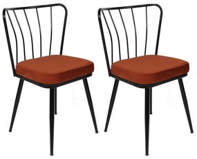 Set 4 scaune haaus Yıldız, Rosu deschis/Negru, textil, picioare metalice