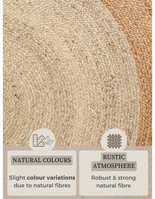 Covor fildeș reversibil, țesut manual rotund din iută ø 160 cm Jutta Ivory – Hanse Home