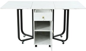 Masă de bucătărie versatilă și pliabilă, Alb+Negru | Aosom Romania