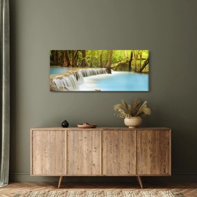 Tablou cu cascada Huai Mae Kamin în pădure (120x50 cm)