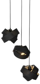 Lampă modernă cu pandantiv neagră cu 3 lumini - Cloth