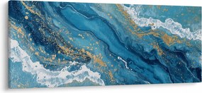 Tablou - Marmură bleu cu aur II. (120x50 cm)