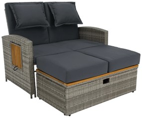 Canapea de grădină din rattan MALORY, gri/natural