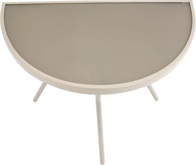 Masă balcon semirotundă bej - sticlă cu structură metalică