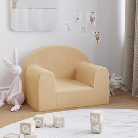 341788 vidaXL Canapea pentru copii, crem, pluș moale