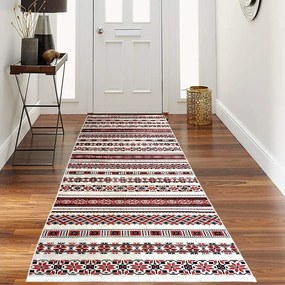 Traversa hol antiderapanta, 80x300 cm, rosu, model traditional