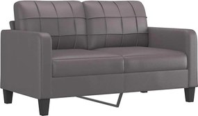 vidaXL Canapea cu 2 locuri, gri, 140 cm, piele ecologică