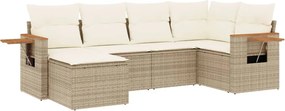 vidaXL Set canapele de grădină cu perne, 6 piese, bej, poliratan