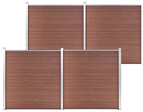 Gard de gradina, maro, 699 x 186 cm, WPC 1, Maro, 4 sectiuni
