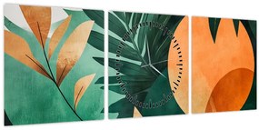 Tablou - Motive naturale geometrice (cu ceas) (90x30 cm)