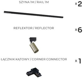 Zuma Line 3563 - Spot pentru sistemul de șină TUBE 6xGU10/35W/230V negru/auriu
