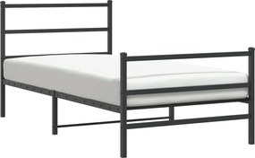 vidaXL Cadru pat metalic cu tăblii de cap/picioare negru, 100x190 cm