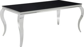 Masa PRINCE, negru/crom, sticla securizata/metal, 150x90x75 cm