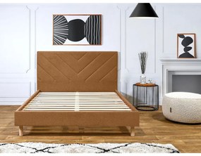 Pat matrimonial portocaliu tapițat cu somieră 140x190 cm Romane – Bobochic Paris