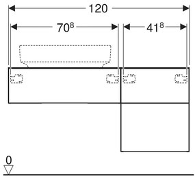 Mobilier suspendat, Geberit, VariForm, pentru lavoar pe blat, 120 cm, alb lucios