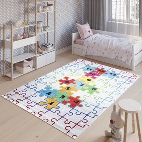 Covor pentru copii cu un motiv colorat de puzzle Lăţime: 160 cm | Lungime: 220 cm