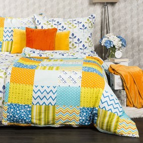 Lenjerie de pat din bumbac creponat 4Home Patchwork blue, 140 x 200 cm, 70 x 90 cm