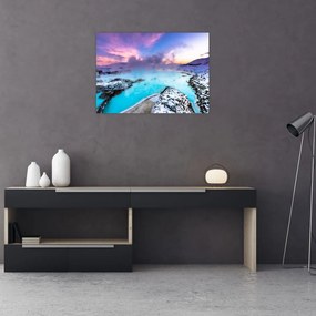 Tablou pe sticlă - Laguna albastră din Islanda (70x50 cm)