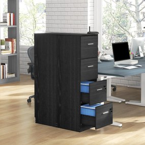 HOMCOM Dulap de Birou cu 4 Sertare, 2 Încuietori și Bare pentru Dosare Suspendate, cu Aspect de Lemn, 40x42x130,8 cm, Negru | Aosom Romania