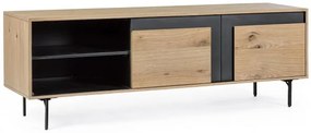 Comoda TV neagra/naturala din MDF, 160x40x57 cm, Stanwood Bizzotto