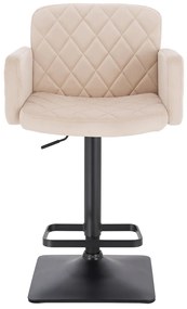 HR802KW Scaun Crem din Catifea cu Bază Neagră