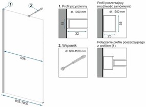 Panou de dus Rea Aero N 100 Transparent