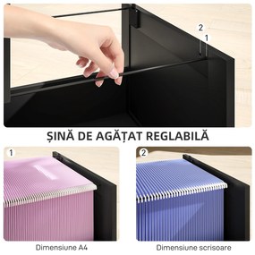 HOMCOM Comodă pentru Documente cu 4 Sertare, Șină Reglabilă, 2 Chei și 2 Încuietori, 40x40x131 cm, Negru | Aosom Romania