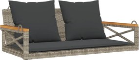 vidaXL Bancă de balansoar cu perne, gri, 109x62x40 cm, poliratan