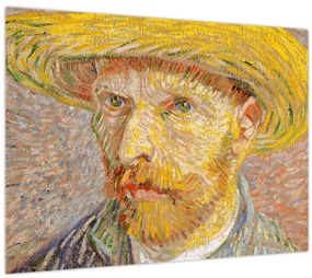Tablou pe sticlă - Vincent van Gogh, Self-Portrait with a Straw Hat (The Potato Peeler), reproducere (70x50 cm)
