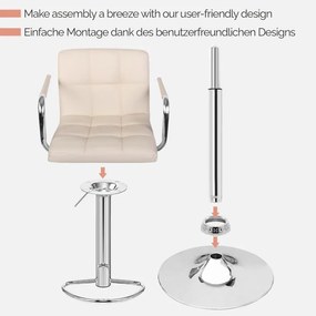 MIADOMODO Scaun de bar 2pcs, cu brațe, bej