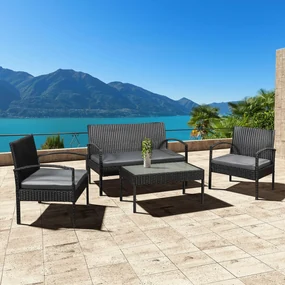 Juskys Set rattan Trinidad - negru
