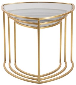 Măsuțe de cafea aurii rotunde cu blat din sticlă 3 buc. ø 60 cm Triangle – Mauro Ferretti