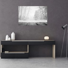 Tablou - Pier de lemn în timpul iernii (90x60 cm)