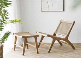 Fotoliu Derby din polyrattan cu picioare din tec natural