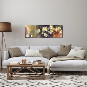 Tablou - Magnolii albe, pictură (cu ceas) (90x30 cm)
