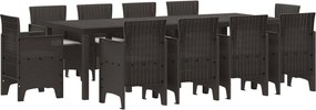 vidaXL Set de masă pentru grădină 11 pcs Maro Polipropilenă