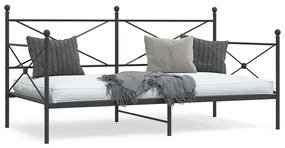 vidaXL Pat de zi fără saltea Negru 107x203 cm Oțel