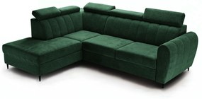 Canapea de colț Celias L stânga cu funcție de dormit - verde catifea Kronos 19